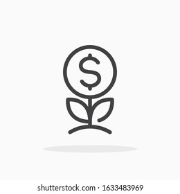 Money plant icon in line style. For your design, logo. Vector illustration. Editable Stroke.