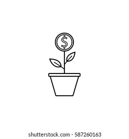 Money Plant Line Icon, Finance And Business, Start Up And Economic Growth Vector Graphics, A Linear Pattern On A White Background, Eps 10.