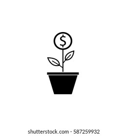Money plant solid icon, finance and business, start up and economic growth vector graphics, a filled pattern on a white background, eps 10.