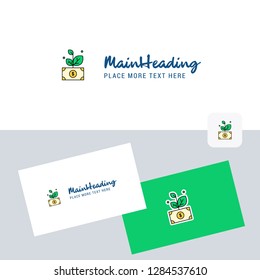 Money plant  vector logotype with business card template. Elegant corporate identity. - Vector