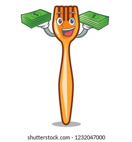 With money plastic fork on use for mascot