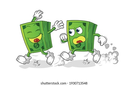 money play chase cartoon. cartoon mascot vector