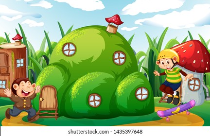 Money playing at fantasy land illustration
