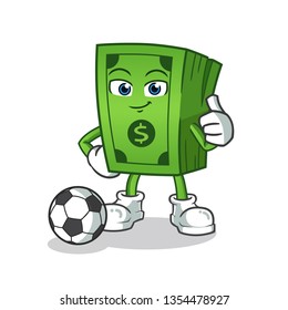 Money Playing Football Mascot Vector Cartoon Stock Vector Royalty Free Shutterstock