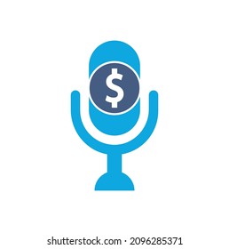 Money podcast logo. Money Podcast Icon Logo Design Element. Mic logo