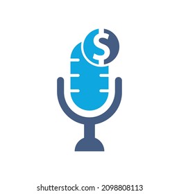 Money podcast logo. Money Podcast Icon Logo Design Element. Mic logo