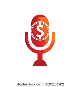 Money podcast logo. Money Podcast Icon Logo Design Element. Mic logo