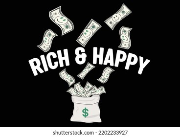 money positive slogan vector hand  drawn smile dolar eyes
