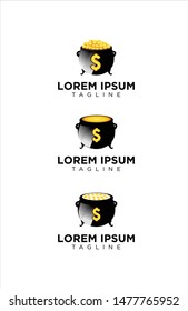 Money Pot Logo Design Vector Stock