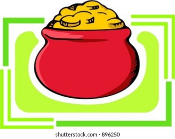 Money in pot.Vector illustration