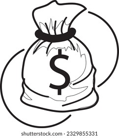 money pouch ,business concepts for the construction sector that feature flat designs and line art icons.