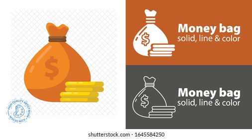 Money pouch flat icon. line icon