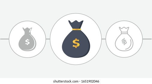 Money pouch flat icon. solid and line icon