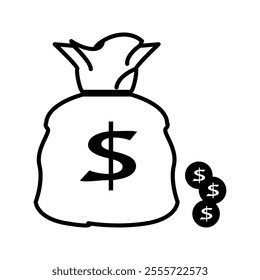 Money pouch icon.on white background