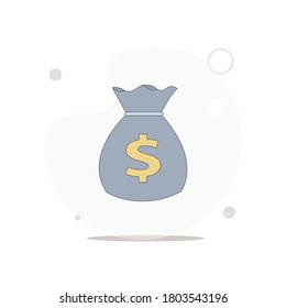 money pouch isolated vector flat illustration on white