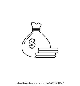 Money pouch isolated vector line icon