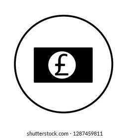 Money pound icon in circle. Vector Illustration