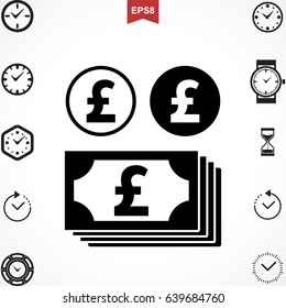 Money Pound Icon or Flat Sign. National UK Currency Vector Symbol Isolated