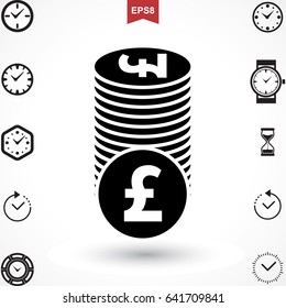 Money Pound Icon Or Flat Sign. National UK Currency Vector Symbol Isolated