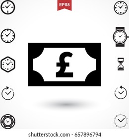 Money Pound Icon or Flat Sign. National UK Currency Vector Symbol Isolated