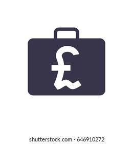 Money pound sterling briefcase flat vector icon