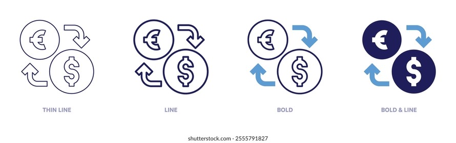 Money power icon in 4 different styles. Thin Line, Line, Bold, and Bold Line. Duotone style. Editable stroke.