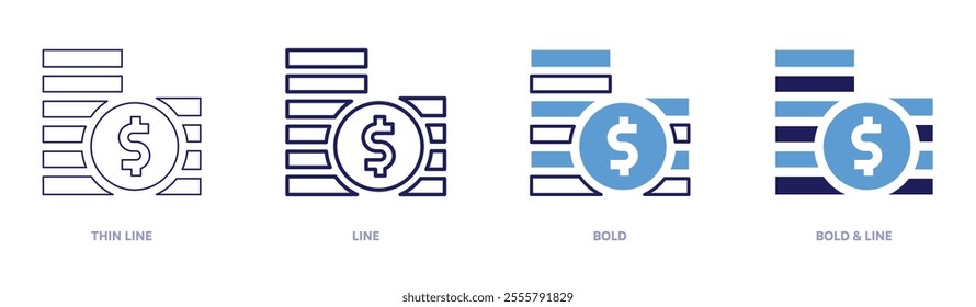 Money preparation icon in 4 different styles. Thin Line, Line, Bold, and Bold Line. Duotone style. Editable stroke.