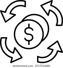 Icono de Vector de proceso de dinero. Se puede utilizar para aplicaciones de impresión, móviles y de Web.