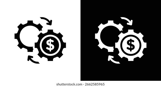 Icono de procesos de dinero establecido en estilo de glifo negro. Ilustración vectorial de colección de silueta.
