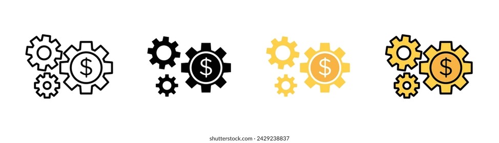 Money Processes Vector Illustration Set. Streamlining Finances Sign Suitable for Apps and Websites UI Design.