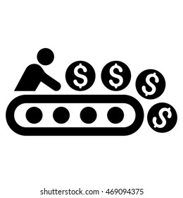Money Production icon. Vector style is flat iconic symbol with rounded angles, black color, white background.