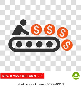 Money Production vector icon. Image style is a flat orange and gray pictogram symbol.