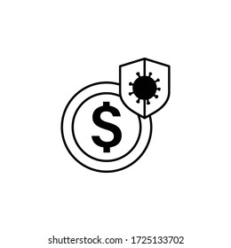 money, protect, coronavirus line illustration icon on white background