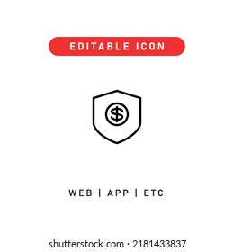 money protect editable stroke icon, outline icon for web, app, presentation, etc