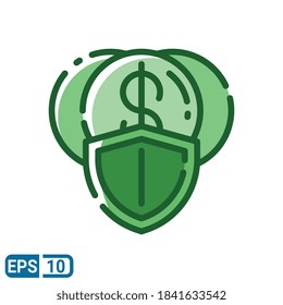 money protect icon in filled line style isolated on white background. EPS 10