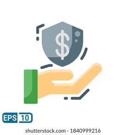 icono de protección de dinero en estilo plano aislado en fondo blanco. EPS 10