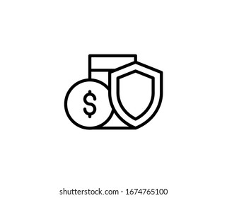 Money protect line icon. Vector symbol in trendy flat style on white background. Web sing for design.