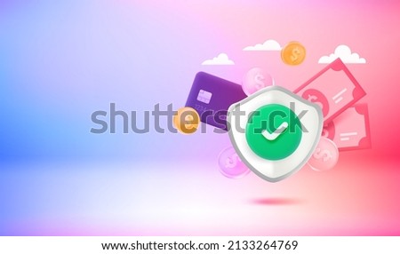 Money protection concept. 3d vector banner with copy space