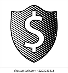 Money Protection Icon, Financial Protection Icon Vector Art Illustration