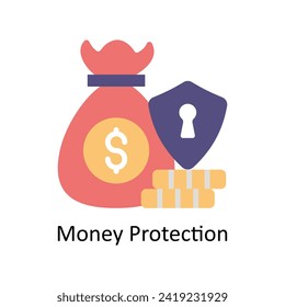 Money Protection vector Flat icon style illustration. EPS 10 File