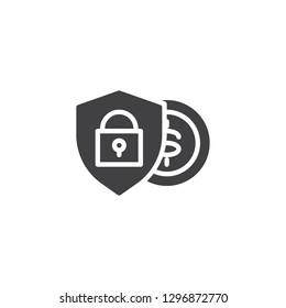 Money protection vector icon. filled flat sign for mobile concept and web design. Shield dollar simple solid icon. Business  Insurance symbol, logo illustration. Pixel perfect vector graphics