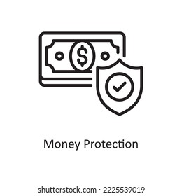 Money Protection Vector Outline Icon Design illustration. Business and Finance Symbol on White background EPS 10 File