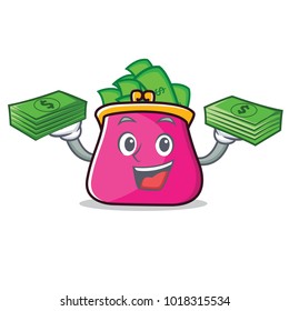 With money purse character cartoon style