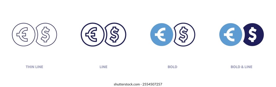 Money question icon in 4 different styles. Thin Line, Line, Bold, and Bold Line. Duotone style. Editable stroke.