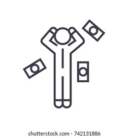 money question man linear icon, sign, symbol, vector on isolated background