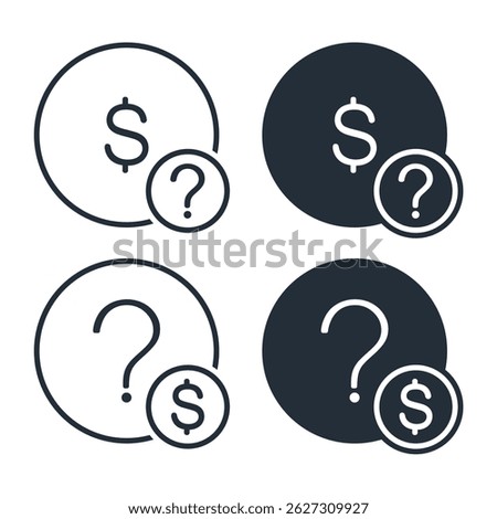 Money with question mark, hidden costs icon. Vector illustration