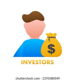 Money question. Success investment earn more profit. Vector stock illustration.