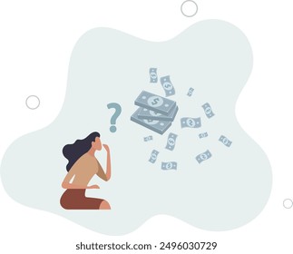 Money question, where to invest, pay off debt or invest to earn profit, financial choice or alternative to make decision concept.flat design.illustration with people.