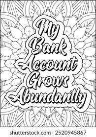 Money Quotes Coloring Page for Adult. Money Affirmation and  Quote Coloring Page. Inspirational Quote for Adults.