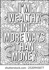 Money Quotes Coloring Page for Adult. Money Affirmation and  Quote Coloring Page. Inspirational Quote for Adults.